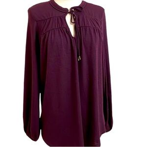 New GENTLE FAWN  Maroon Purple Paltrow Long Sleeve Top Blouse Burgundy Medium